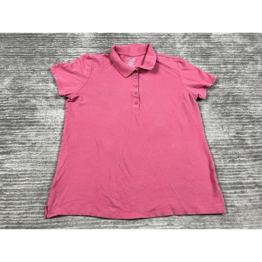 Time and Tru Polo Shirt Womens XXL 20 Pink Rose Dust Short Sleeve Casual Cotton
